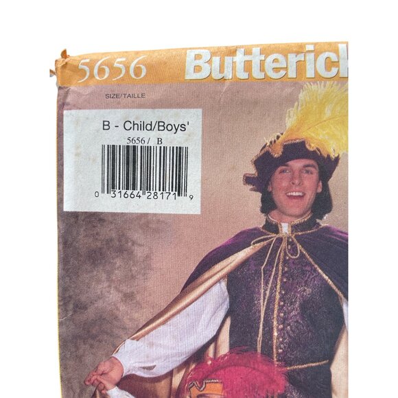 90s Butterick 5656 Renaissance Costume Pattern Child/Boy Sizes XS- Large UNCUT - Picture 2 of 6